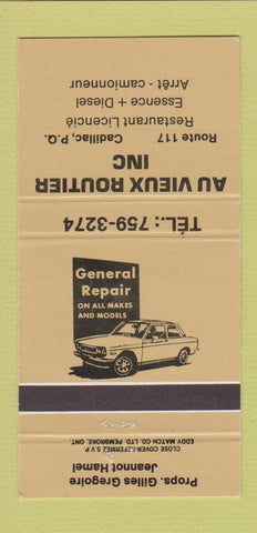 Matchbook Cover - Au Vieux Routier Auto Repair Cadillac QC 30 Strike