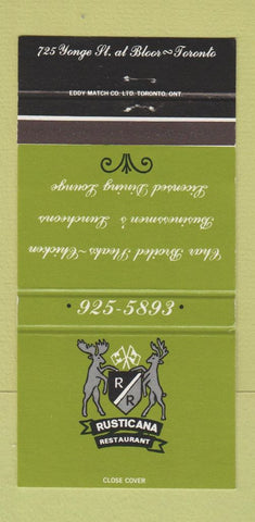 Matchbook Cover - Rusticana Restaurant Toronto ON 30 Strike