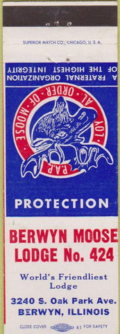 Matchbook Cover - Matchbook Cover Moose Lodge Berwyn IL