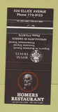 Matchbook Cover - Homers Restaurant Royal Travel Service Greece 30 Strike