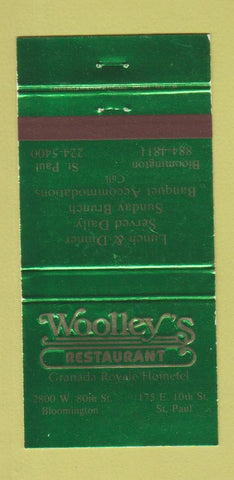 Matchbook Cover - Woolley's Restaurant Bloomington St Paul MN 30 Strike
