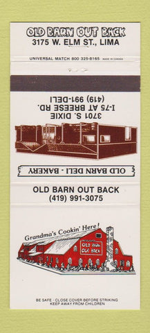 Matchbook Cover - Old Barn Out Back Restaurant Lima OH 30 Strike