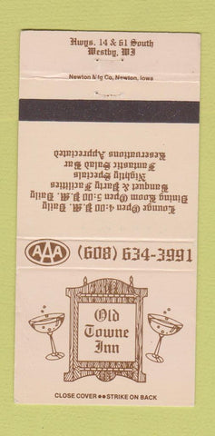 Matchbook Cover - Old Towne Inn Westby WI CREASES 30 Strike