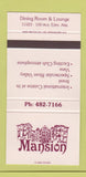 Matchbook Cover - Mansion Restaurant Edmonton AB 30 Strike