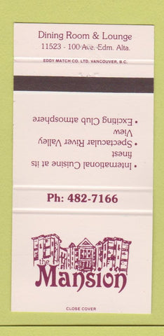 Matchbook Cover - Mansion Restaurant Edmonton AB 30 Strike