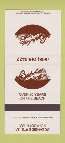 Matchbook Cover - Berks Restaurant Plymouth MA 30 Strike