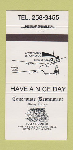 Matchbook Cover - Coachhouse Restaurant Kemptville ON 30 Strike
