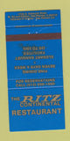 Matchbook Cover - Ritz Restaurant Des Plaines IL 30 Strike