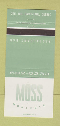 Matchbook Cover - Moss Moulerie Quebec QC restaurant 30 Strike