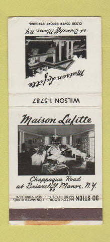Matchbook Cover - Maison Lafitte Briarcliff Manor NY WEAR 30 Stick