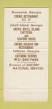 Matchbook Cover - Crews Restaurant Brunswick Jekyll Island GA 30 Strike
