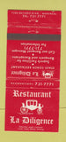 Matchbook Cover - Restaurant La Diligence Montreal QC 30 Strike