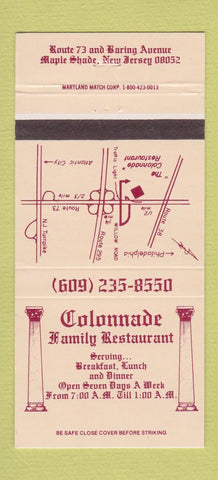 Matchbook Cover - Colonnade Restaurant Maple Shade NJ 30 Strike