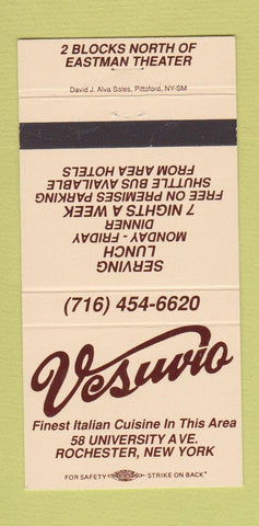 Matchbook Cover - Vesuvio Italian Rochester NY 30 Strike