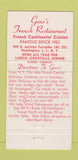 Matchbook Cover - Gene's French Restaurant Huntington LI NY 30 Strike