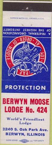 Matchbook Cover - Matchbook Cover Moose Lodge Berwyn IL