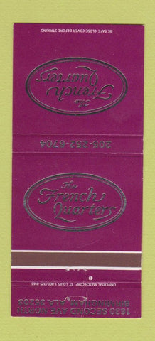 Matchbook Cover - The French Quarters Birmingham AL 30 Strike