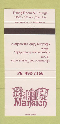 Matchbook Cover - Mansion Restaurant Edmonton AB 30 Strike