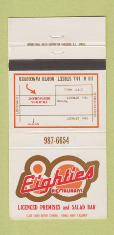 Matchbook Cover - Eighties Restaurant North Vancouver BC 30 Strike