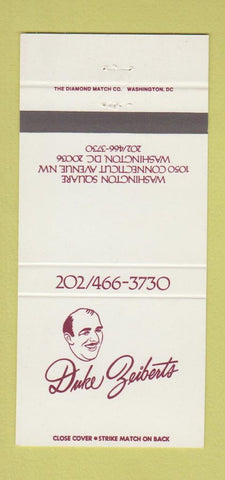 Matchbook Cover - Duke Zeiberts Washington DC 30 Strike