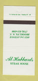 Matchbook Cover - Al Hubbards Steak House Brooklyn NY 30 Strike