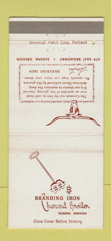 Matchbook Cover - Branding Iron Charcoal Broiler Eugene OR 30 Strike