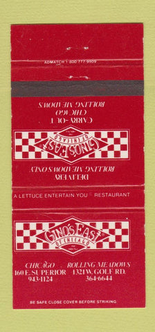 Matchbook Cover - Gino's East Pizza Chicago Rolling Meadows IL 30 Strike
