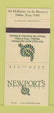 Matchbook Cover - Newport's Seafood Dallas TX 30 Strike