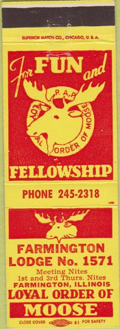 Matchbook Cover - Matchbook Cover Moose Lodge Farmington IL