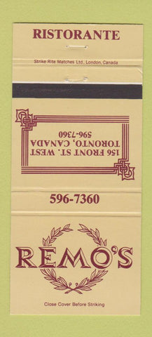 Matchbook Cover - Remo's Ristorante Toronto ON 30 Strike