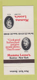 Matchbook Cover - Mama Leone's Boston New York City Italian 30 Strike