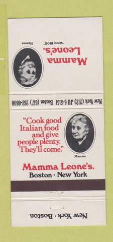 Matchbook Cover - Mama Leone's Boston New York City Italian 30 Strike