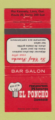 Matchbook Cover - El Poncho Restaurant Levis QC WEAR 30 Strike