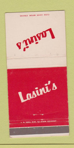 Matchbook Cover - Lasini's Newburgh NY restaurant WEAR 30 Strike