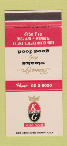 Matchbook Cover - King's Grant Steak House Plainview NY 30 Strike