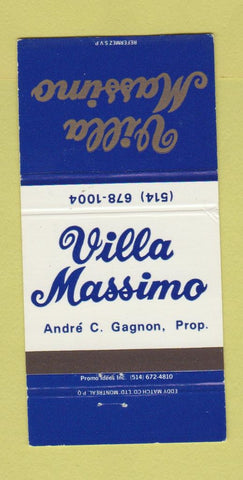 Matchbook Cover - Villa Massimo Brossard QC 30 Strike