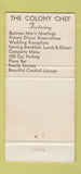 Matchbook Cover - The Colony Club Restaurant Seymour IN 30 Strike