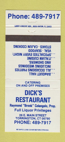 Matchbook Cover - Dick's Restaurnt Torrington CT 30 Strike