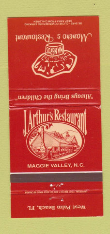 Matchbook Cover - Manero's Maggie Valley NC West Palm Beach FL 30 Strike