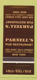 Matchbook Cover - Parnell's Pub Restaurant New York City 30 Strike
