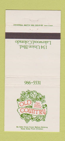 Matchbook Cover - Old Country Italian Restaurant Lakewood Colorado 30 Strike
