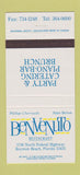 Matchbook Cover - Benvenuto Restaurant Boynton Beach FL 30 Strike