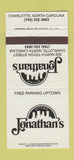 Matchbook Cover - Jonathan's Charlotte NC 30 Strike