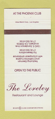 Matchbook Cover - The Loreley Restaurant Anaheim CA 30 Strike