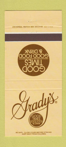 Matchbook Cover Grady's Restaurant Knoxville Charlotte Atlanta Memphis 30 Strike