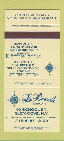 Matchbook Cover - La Bussola Ristorante Glen Cove NY Westbury 30 Strike