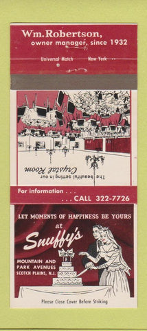 Matchbook Cover - Snuffy's Scotch Plains NJ wedding restaurant 30 Strike