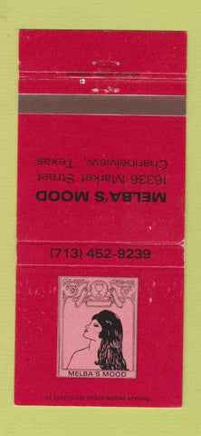 Matchbook Cover - Melba's Mood Channelview TX girlie 30 Strike