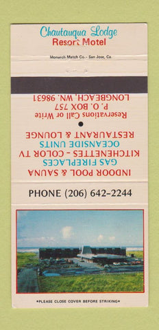 Matchbook Cover - Chautaqua Lodge Resort Motel Longbeach WA 30 Strike