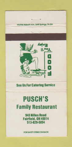 Matchbook Cover - Pusch's Family Restaurant Fairfield OH 30 Strike